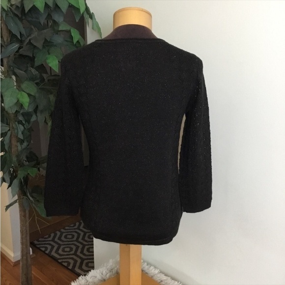 Relativity sweater Womans small black open knit with gold shimmer - Picture 6 of 12